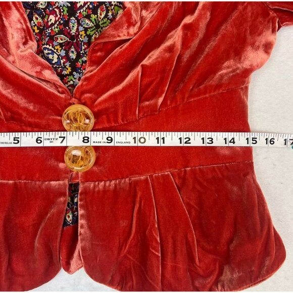 Anthropologie Elevenses Women's Velvet Burnout Dip Dye Jacket Blazer Size 6 - Picture 6 of 16